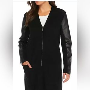 MICHAEL Michael Kors Faux-Leather-Sleeve coatigan NEW W TAG